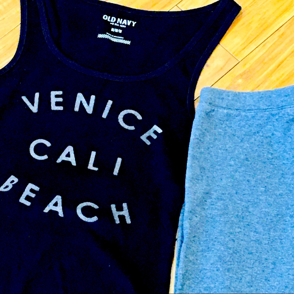 Venice Beach Cali tank top shirt and grey gray leggings small gym fitnes…